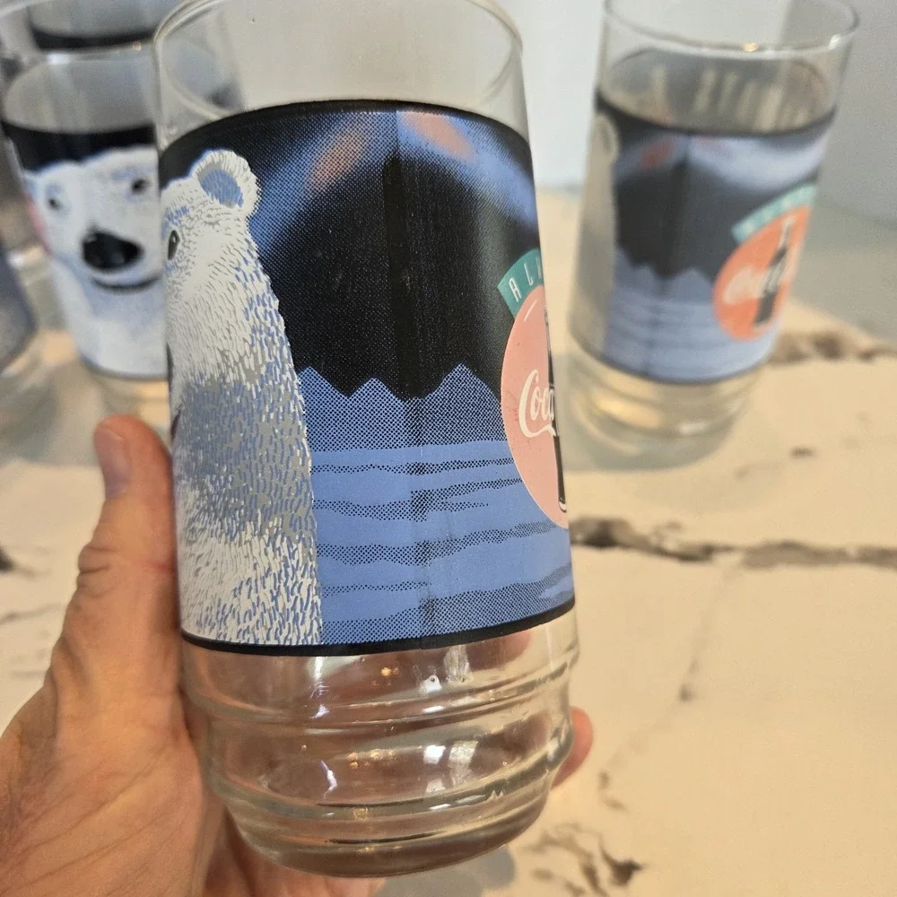 Set‎ of 6 1992 COKE Coca Cola Polar Bear Glasses 16 oz Always Cool Vintage